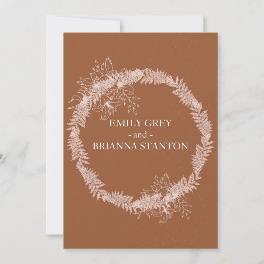 Minimalistische Terracotta boho Burnt Orange Weddi Einladung (Rückseite)