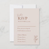 Minimalistische Terracotta Boho Wedding RSVP Card (Vorderseite)