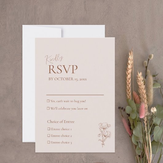 Minimalistische Terracotta Boho Wedding RSVP Card Karte