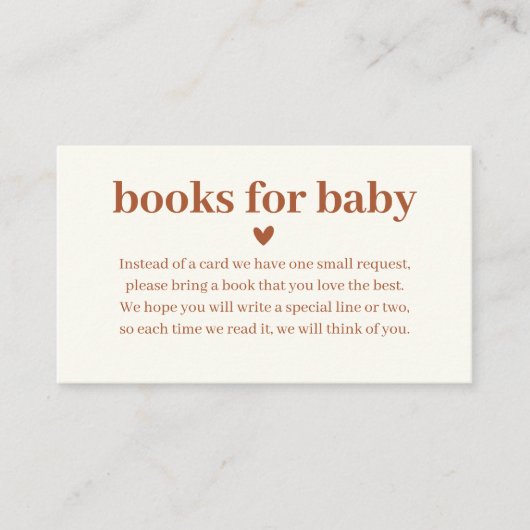 Minimalistische Terracotta-Bücher für Kinder Begleitkarte (Vorderseite)