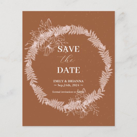 Minimalistische Terracotta Burnt Hochzeit Sichern  Flyer (Vorne)