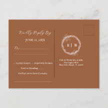 Minimalistische Terracotta Burnt wedung RSVP Postk
