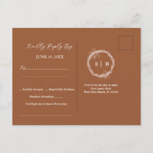 Minimalistische Terracotta Burnt wedung RSVP Postk Postkarte