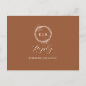 Minimalistische Terracotta Burnt wedung RSVP Postk Postkarte (Vorderseite)