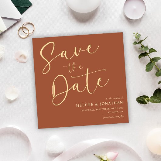 Minimalistische Terracotta Calligraphy Elegante Ho Save The Date