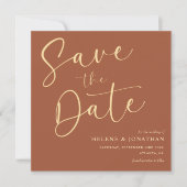 Minimalistische Terracotta Calligraphy Elegante Ho Save The Date (Vorderseite)