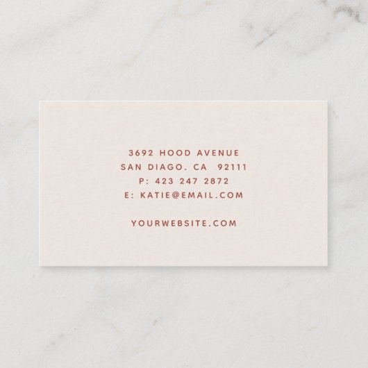 Minimalistische Terracotta & Creme Visitenkarte (Rückseite)