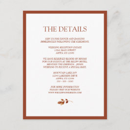 Minimalistische Terracotta-Herbstlaub - Hochzeit a Begleitkarte