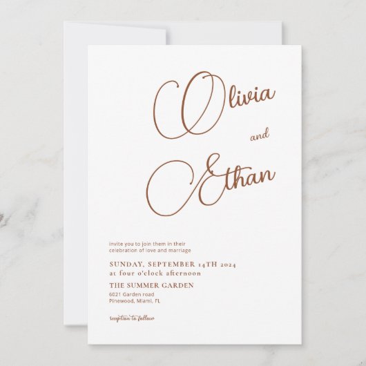 Minimalistische Terracotta Hochzeit Einladung (Vorderseite)