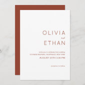Minimalistische Terracotta-Hochzeit Einladung (Vorne/Hinten)