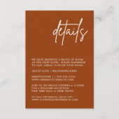 Minimalistische Terracotta-Hochzeitkarte Begleitkarte (Vorderseite)