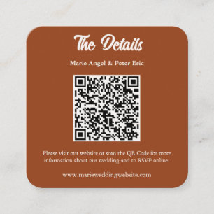 Minimalistische Terracotta-Hochzeits-QR-Code-Hülle Quadratische Visitenkarte