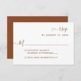 Minimalistische Terracotta-Kalligrafie-Hochzeit RSVP Karte
