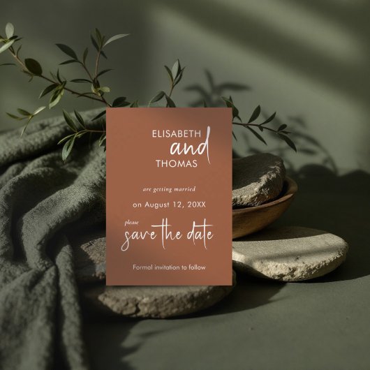 Minimalistische Terracotta-Karte Save the Date