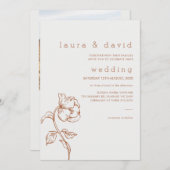 Minimalistische Terracotta Line Gezeichnet Blumenz Einladung (Vorne/Hinten)