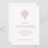 Minimalistische Terracotta Line Gezeichnet Blumenz Einladung (Vorne/Hinten)