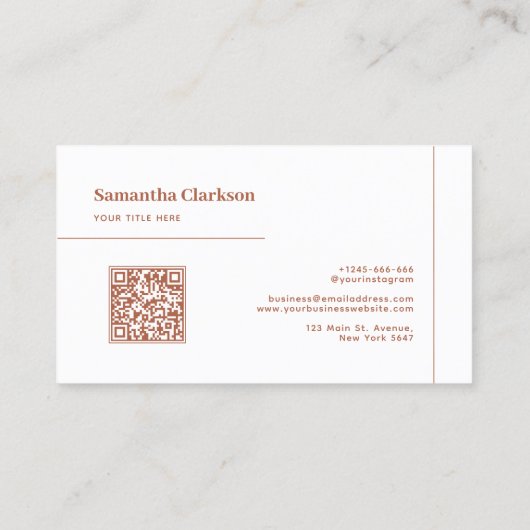 Minimalistische Terracotta-Linie und QR-Code für S Visitenkarte (Rückseite)