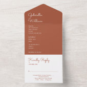 Minimalistische Terracotta Monogram Script Hochzei All In One Einladung (Innen Boden)