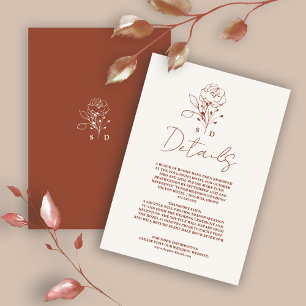 Minimalistische Terracotta Monogram Wedding Begleitkarte
