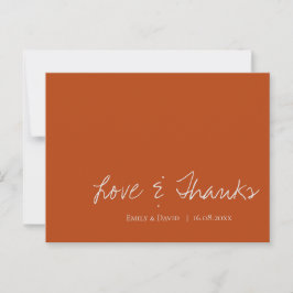 Minimalistische Terracotta Rost Hochzeit Liebe und Postkarte