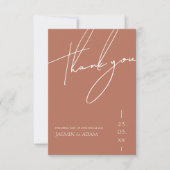 Minimalistische Terracotta Script Typografy Weddin Dankeskarte (Vorderseite)