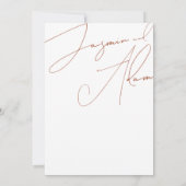 Minimalistische Terracotta Script Typografy Weddin Einladung (Rückseite)