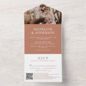 Minimalistische Terracotta UAWG QR Code Foto Hochz All In One Einladung (Innen Boden)