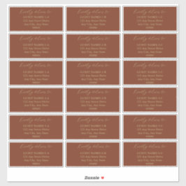 Minimalistische Terracotta Wedding Guest Address Aufkleber