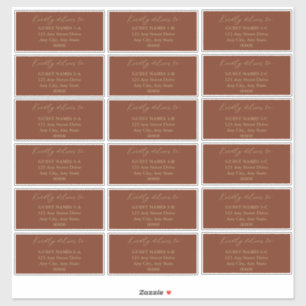 Minimalistische Terracotta Wedding Guest Address Aufkleber
