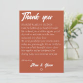 Minimalistische Terrakotta-Böhmerhochzeit Dankeskarte (Stehend Vorderseite)