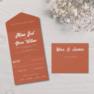 Minimalistische Terrakotta-Boho-Hochzeit  All In One Einladung