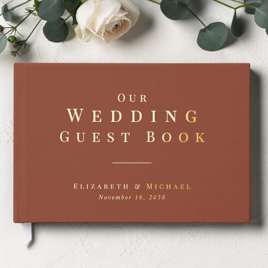 Minimalistische Terrakotta-Hochzeit Gästebuch