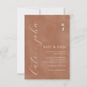 Minimalistische Terrakotta-Hochzeitseinladung Mo Dankeskarte