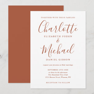 Minimalistische Terrakotta-Script-Hochzeit Einladung