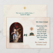 Minimalistische Terrakotta-Weihnachtskrippenbogen- Feiertagskarte (Vorne/Hinten)