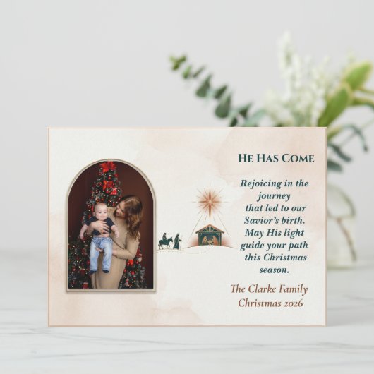 Minimalistische Terrakotta-Weihnachtskrippenbogen- Feiertagskarte (Stehend Vorderseite)