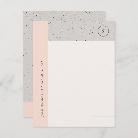 Minimalistische Terrazzo Monogram Stationery - Gra Ankündigung (Vorne/Hinten)