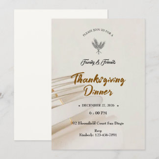 Minimalistische Thanksgiving-Einladung