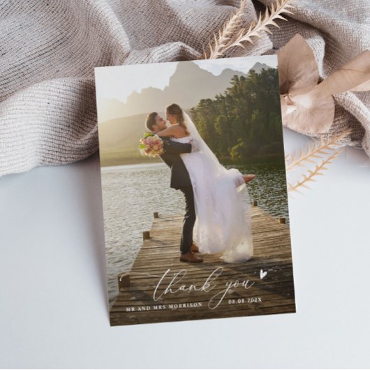 Minimalistische Thin Script Hochzeit danke