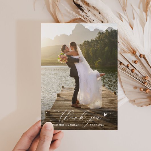 Minimalistische Thin Script Hochzeit danke