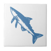 Minimalistische Thunfisch-Linie Art Blue Kontur Kü Fliese (Vorderseite)