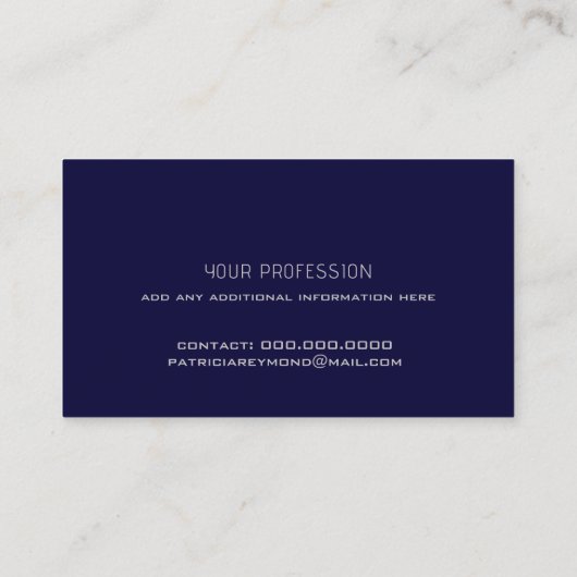 Minimalistische, tiefblaue Kontaktkarte Telefonnummerkarte (Rückseite)