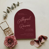 Minimalistische tiefe Wein-Hochzeitsprogrammkarte Einladung