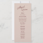 Minimalistische tiefe Wein-Hochzeitsprogrammkarte Einladung (Rückseite)