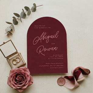 Minimalistische tiefe Weinbogen-Hochzeitseinladung Einladung