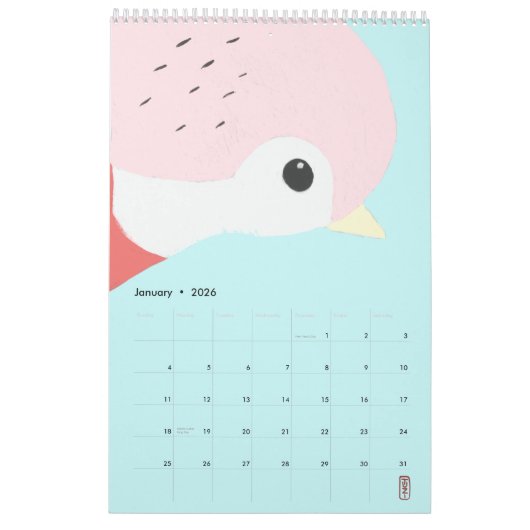 Minimalistische Tierart Pastel Bird Fox Kaninchend Kalender (Jan 2026)