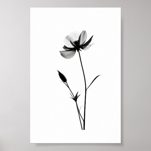 Minimalistische Tinte Blume Abstrakte Florenz Kuns Poster (Vorne)