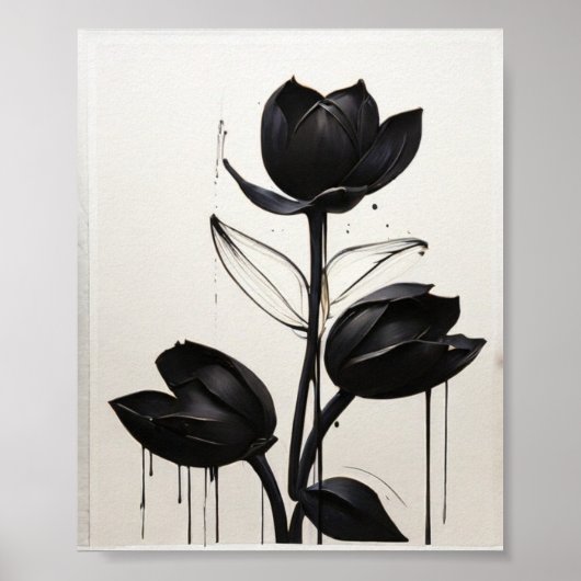 Minimalistische Tinte Blume Abstrakte Florenz Kuns Poster (Vorne)
