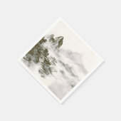 Minimalistische Tinte Neblige Zen-Berglandschaft Serviette (Ecke)