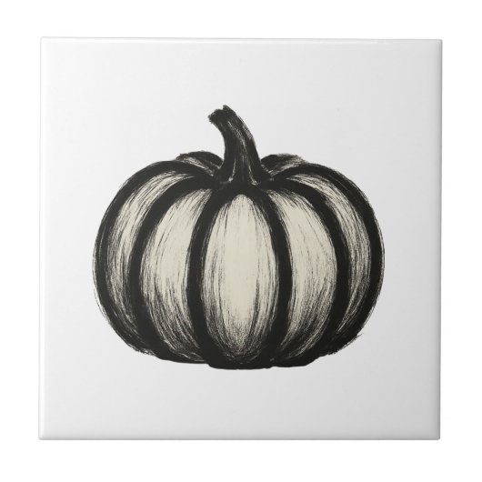 Minimalistische Tinte Pumpkin - Herbsternte Kunst Fliese (Vorderseite)